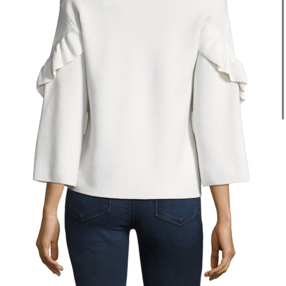 Tory Burch Ashley Ribbed Ruffle-Sleeve Sweater M - Picture 7 of 7